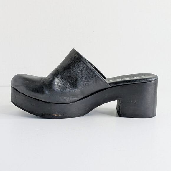 Intentionally Blank Clogs Womens EU 40 Black Mules Slip On Platform Chunky Wood - Picture 5 of 15